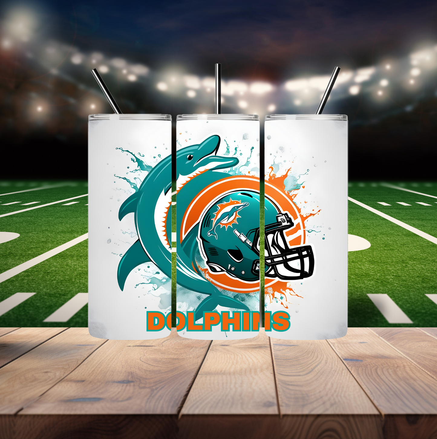 “Miami Dolphins” White Logo Tumbler