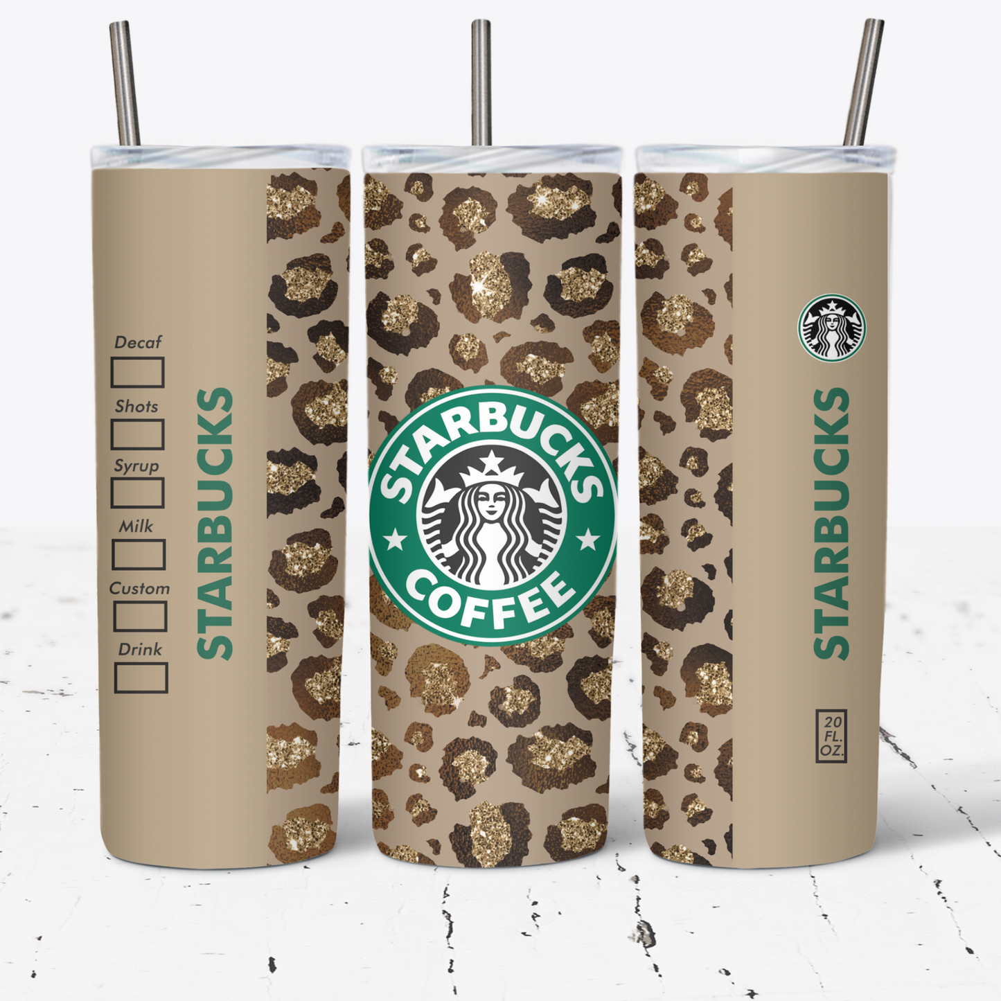 "Leopard Glitz" StarbucXs Tumbler