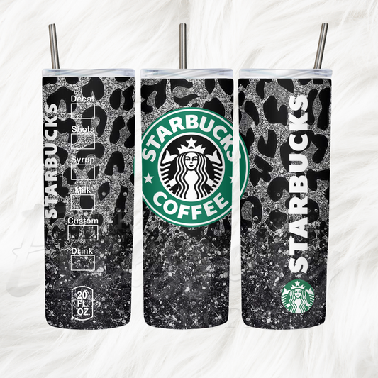 "Dark Leopard Glitz" StarbucXs Tumbler